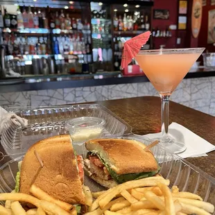 Grilled Mahi Mahi Sandwichanf a Guava Lychee Martini hee