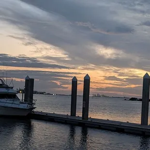 Sunset from the table at Duke&apos;s. All seating is outside at Duke&apos;s.