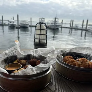 Conch Fritters and Coconut Shrimp