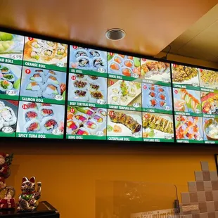 menus on the wall