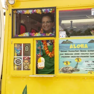 a woman behind the window