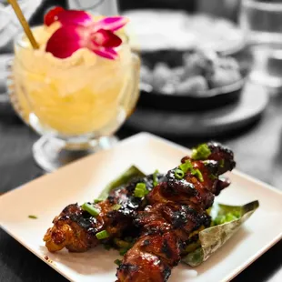 Chicken Skewers and Banana Colada | @whaevaeats