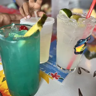 Blue Hawaiian and Spencer's special margarita
