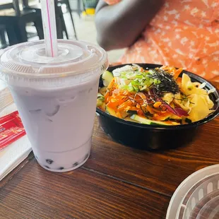 Taro milk tea &amp; create your own bowl