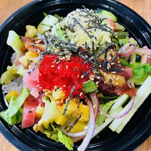 Classic Hawaiian poke with eel and nori