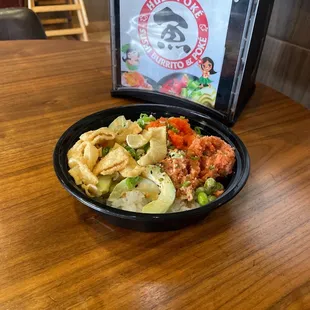 a bowl of food on a table