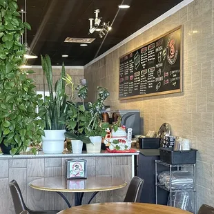 tables and chairs in a restaurant