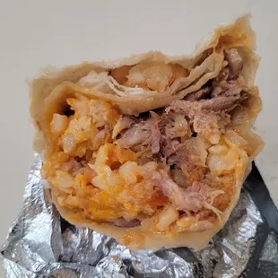 the inside of a burrito