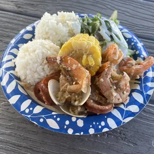 Seafood boil. So much garlic, so little taste.