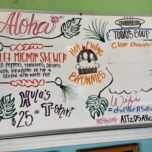 a menu for a hawaiian restaurant