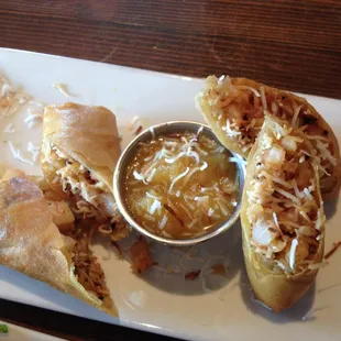 Coconut pineapple shrimp rolls