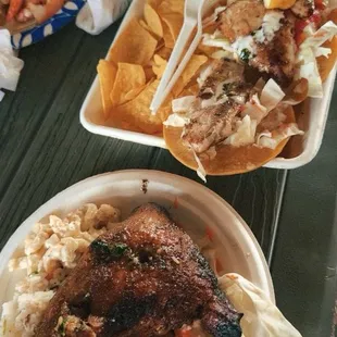 Small huli chicken and fish tacos