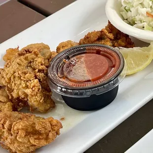 Fried Oysters and Coleslaw