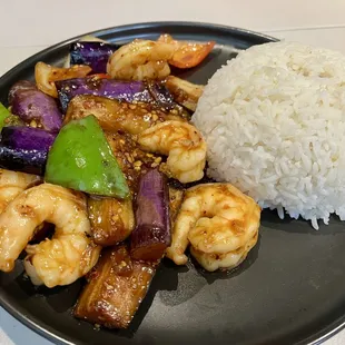 Lunch:Eggplant Prawns