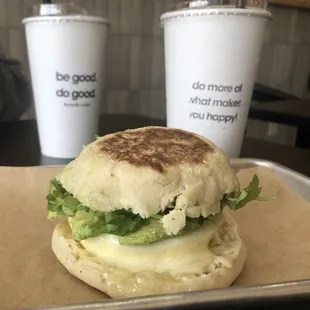 The Works English muffin, Viet Crack, Humanity Coffee.