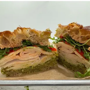 Turkey and focaccia sandwich