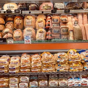 a display of meat products
