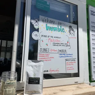 a menu on a window