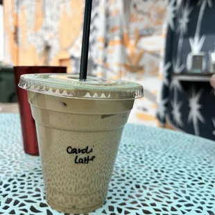 a cup of coffee on a table