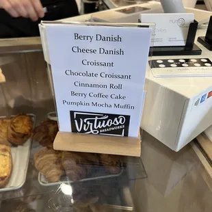 a display of coffee and pastries