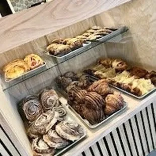 a display of pastries and pastries