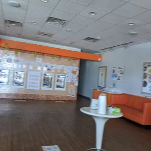 the inside of a donut shop