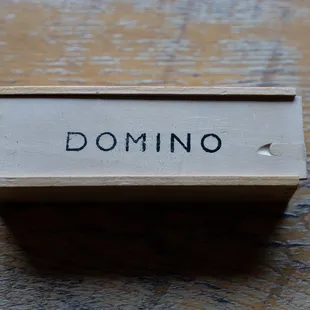 a domino box on a table