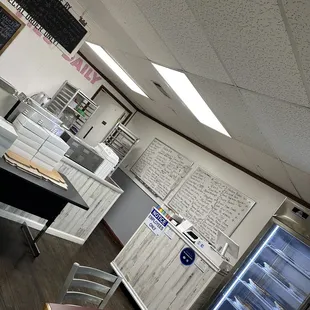 the inside of a bakery