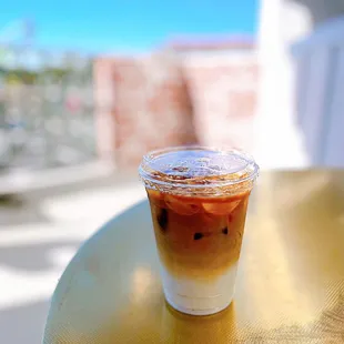 a cup of coffee on a table