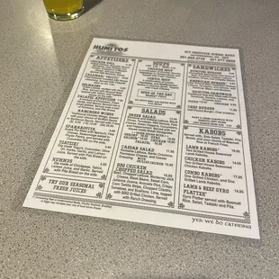 menu