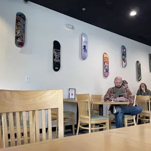 View of the wall art from my seat. The Skateboard designs are pretty wicked!