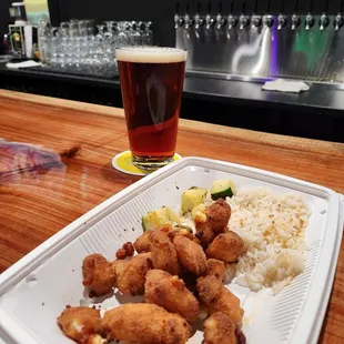 Bring your own leftovers + cheese curds from A&amp;W with Faction red ale out of Alameda $7+tax = pint. Very Good. 3-29-24