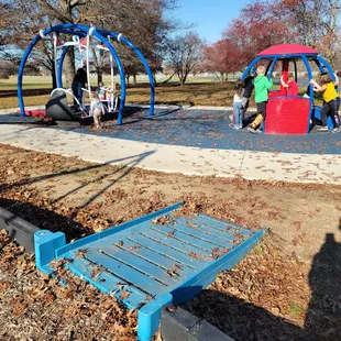 Wheelchair accessible play equipment is finally complete.