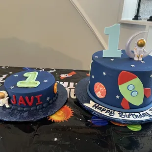 Smash cake and big cake for baby Javi&apos;s first birthday