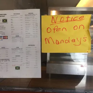 Price List. Open Mon-Sat.