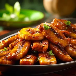 a plate of fried bananas