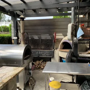 Wood burning pizza oven outside