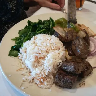 Lamb, rice, spinach