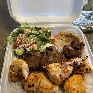 Chicken &amp; Beef Kabob Plate.... So gooood!!!!