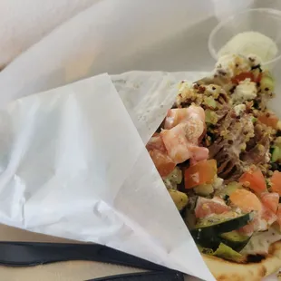 Lamb and roasted veggie wrap