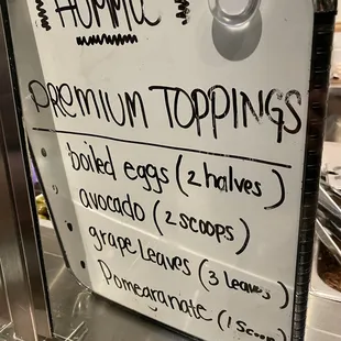 Premium toppings