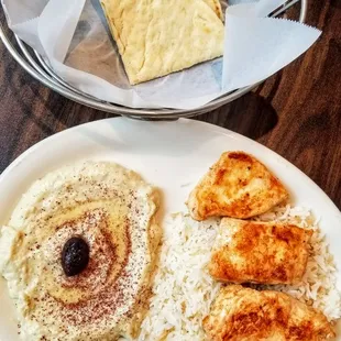 Chicken Kebab Plate w/ Hummus &amp; Rice