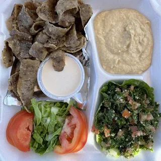 Shawarma Gyro Plate with Tabouli and Hummus