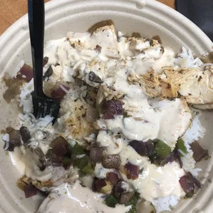 I created this myself. It&apos;s basically the Philly cheesesteak rice bowl but with chicken and no cheese