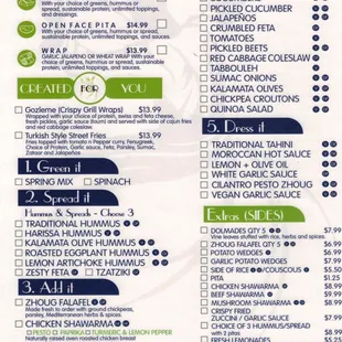 Catering menu and in store