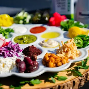 a platter of different foods