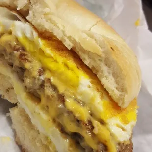 Fried Egg Plain Bagel with Sausage