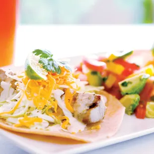 Fish Tacos - Grilled Mahi Mahi, Southwest aioli &amp; avocado tomato salad.