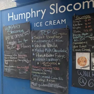 Menu as of August 2023