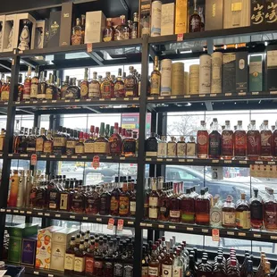 shelves full of liquor